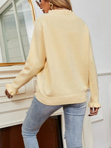 Wooden Ear Button Cardigan Sweater