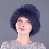 Warm Winter Fox Fur Rex Rabbit Fur Woven Hat