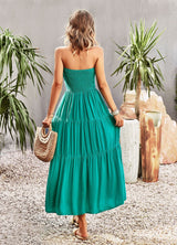 Solid Color Tube Top Big Swing Dress