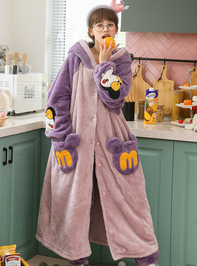 Women Purple Thickened And Flannel Cute Winter