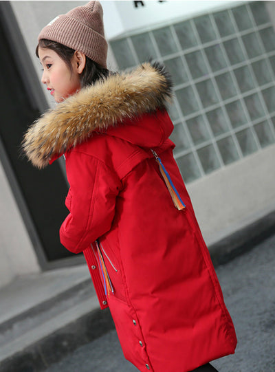 Children's Down Coat Girl's Middle Long Coat