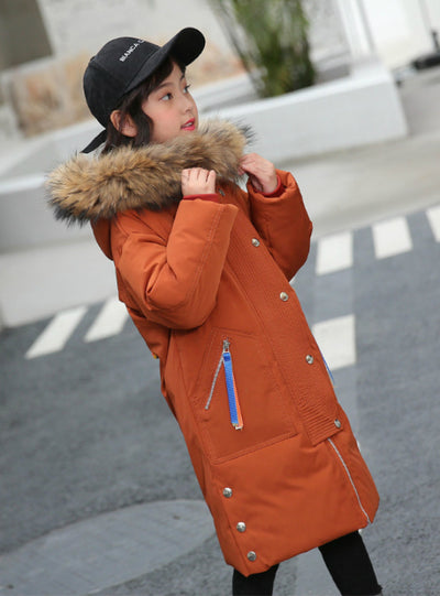 Children's Down Coat Girl's Middle Long Coat