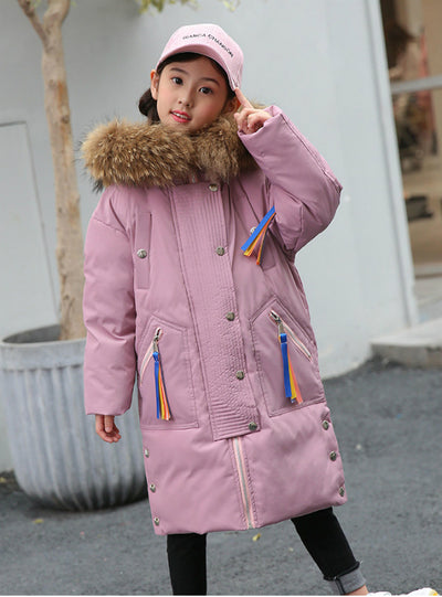 Children's Down Coat Girl's Middle Long Coat
