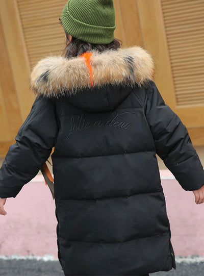 Children's Down Coat Girls Middle Long Thickened
