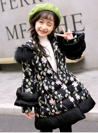 Thickened Cotton-Padded Print Down Jacket