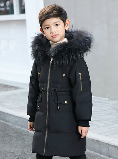 Girl's Ccotton-Padded Foreign-Style Down Jacket Hat