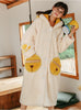 White Cat Bell Thickened Coral Fleece Long Robe