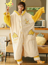 Yellow Two-piece Winter Cute Long Flannel Thickening