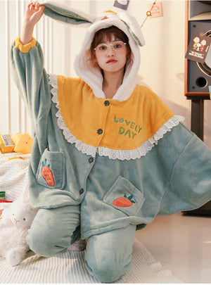 Green Rabbit Thickened Coral Fleece Winter