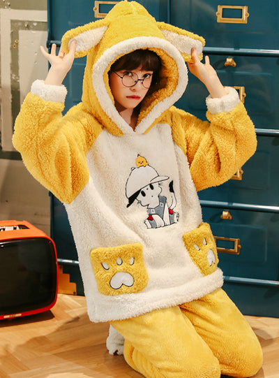 Yellow Winter Flannel Thickening Velvet Cute Winter