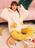 Women White Cat Bell Tuit Thickened Coral Fleece Long Robe