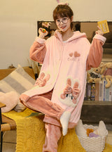 Lovely Cartoon Rabbit Long Nightgown Flannel
