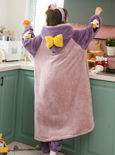 Women Purple Thickened And Flannel Cute Winter