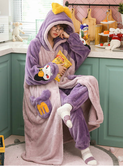 Women Purple Thickened And Flannel Cute Winter