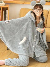 Thickened Cute Flannel Cashmere Cloak Set