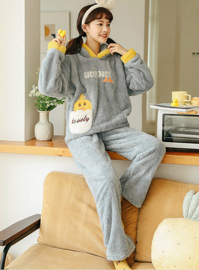 Winter Coral Fleece Velvet Padded Warm Suit