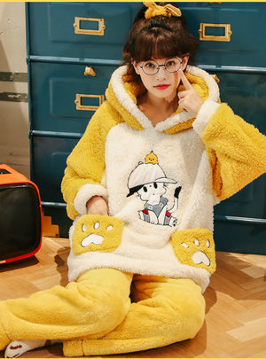 Yellow Winter Flannel Thickening Velvet Cute Winter