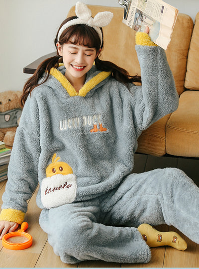 Winter Coral Fleece Velvet Padded Warm Suit