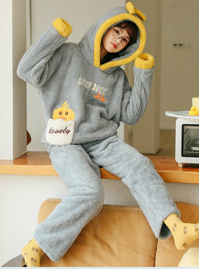 Winter Coral Fleece Velvet Padded Warm Suit