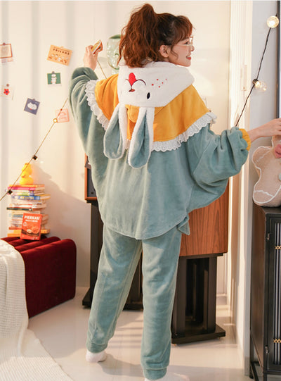 Green Rabbit Thickened Coral Fleece Winter