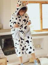 Cow Coral Fleece Pajamas Women Thicken Korean
