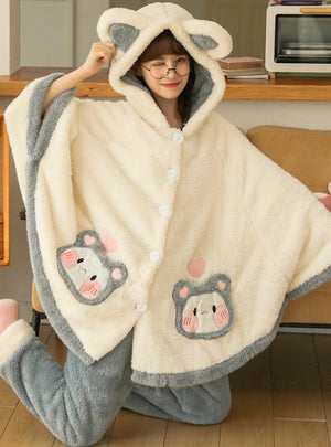 Women Winter Thickened Coral Fleece Sleepwear
