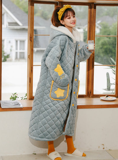 Green Star Moon Thickened Cashmere Three-Layer Cotton-Padded