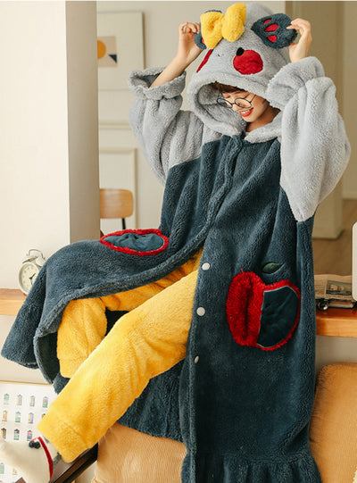 Women's Coral Fleece Thickened Velvet Long Robe