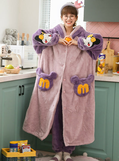 Women Purple Thickened And Flannel Cute Winter