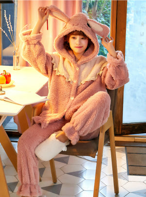 Pink Rabbit Sweet And Lovely Cartoon Coral Fleece