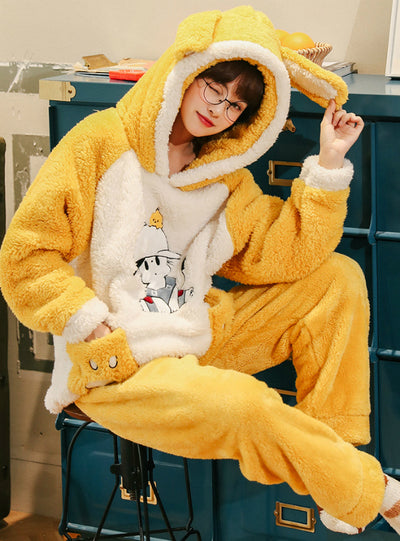 Yellow Winter Flannel Thickening Velvet Cute Winter