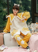 Yellow Star Coral Velvet Pajamas Thickening Velvet