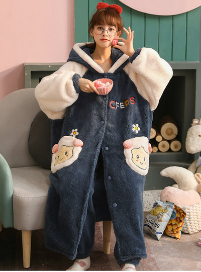 Pajamas Thickening And Velvet Coral Cute Flannel