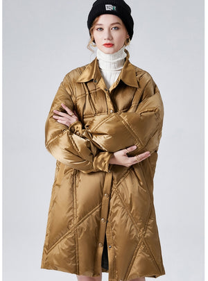 Bright Loose Mid-length Autumn and Winter Coat