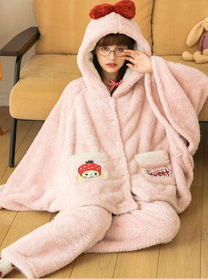Winter Coral Fleece Plus Velvet Padded Cute Suit