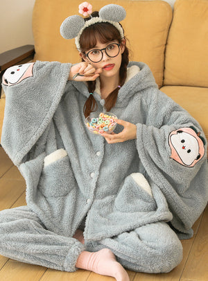 Thickened Cute Flannel Cashmere Cloak Set