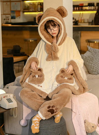 Women's Coral Cute Velvet Pajamas Cloak Velvet