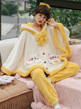 Cloak Cute Kitten Winter Flannel Loose Nightwear