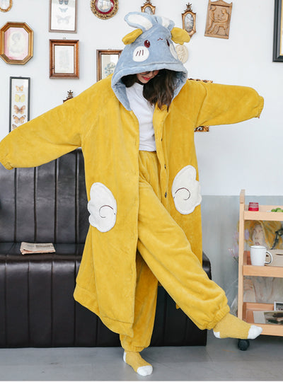 Green Angel Rabbit Coral Velvet Pajamas Thickening Velvet Long