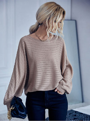 Loose Round Neck Bat Sleeve Sweater