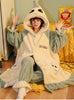 Women Green Hooded Robe Female Coral Fleece Long