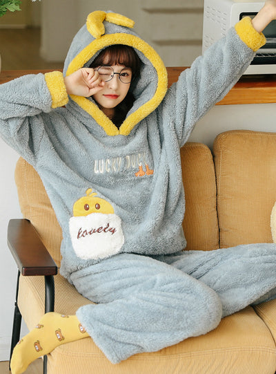 Winter Coral Fleece Velvet Padded Warm Suit