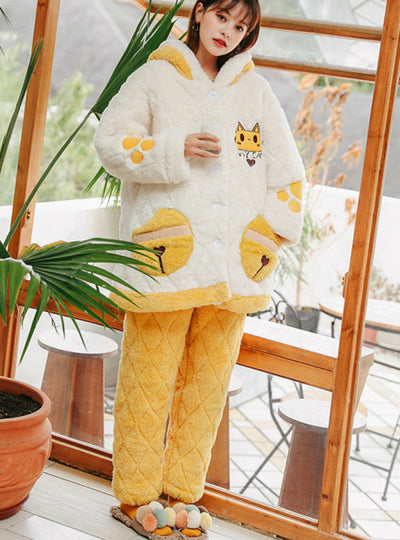 Women Cat Bell Thickened Cashmere Three-layer Cotton-padded Jacket