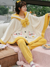 Cloak Cute Kitten Winter Flannel Loose Nightwear