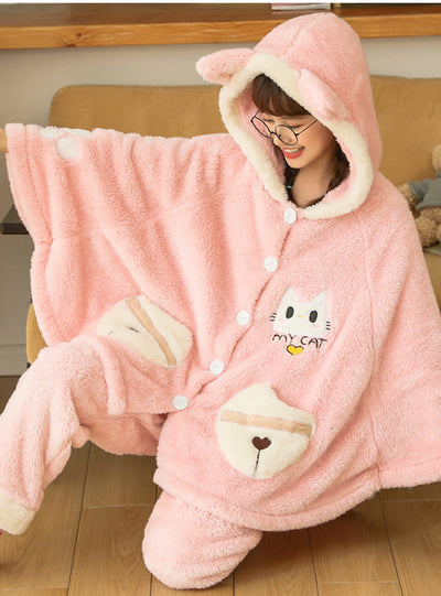 Winter Pajamas Coral Fleece Thickening Velvet Suit
