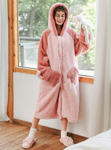 Pink Pig Winter Padded Nightgown Winter Long Flannel