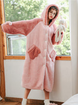 Pink Pig Winter Padded Nightgown Winter Long Flannel
