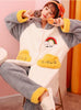 Women Gray Rainbow Clouds Coral Fleece Pajamas Suit