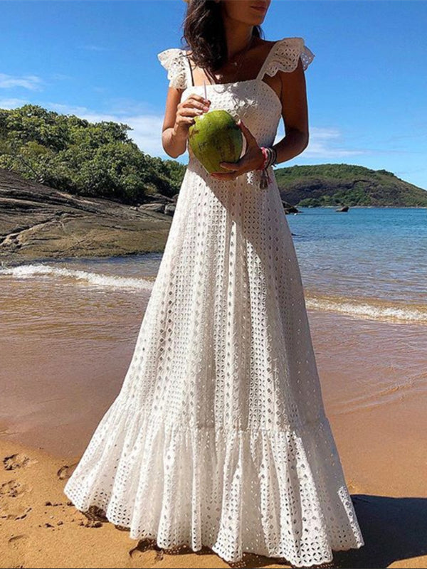 Bohemian White Lace Dress Boho Beach Chic Dresses